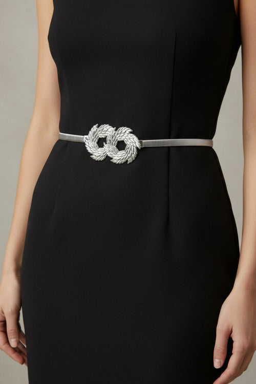 Carraig Donn Silver Metal Double Weave Clasp Elasticated Waist Belt