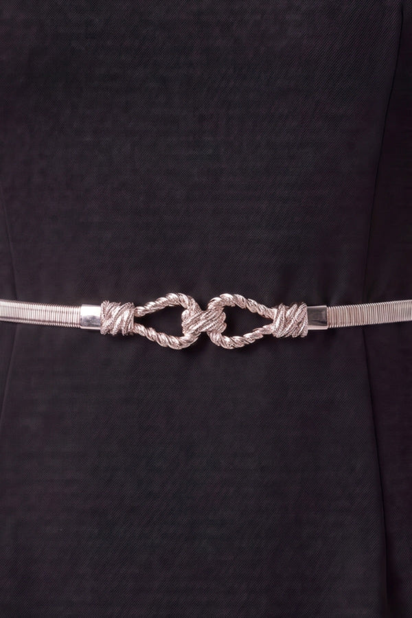Carraig Donn Silver Metal Rope Clasp Elasticated Waist Belt