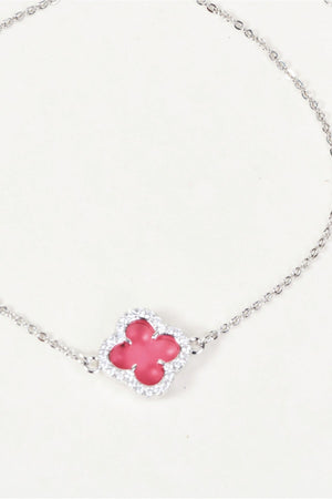 Carraig Donn Silver & Pink Clover Pendant Bracelet