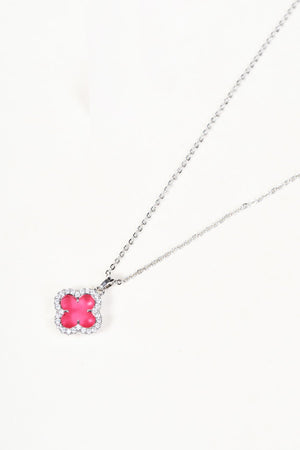 Carraig Donn Silver & Pink Clover Pendant Necklace