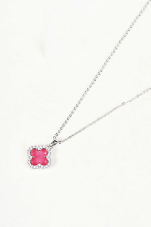 Carraig Donn Silver & Pink Clover Pendant Necklace