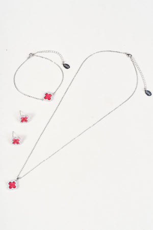 Carraig Donn Silver & Pink Clover Stud Earrings