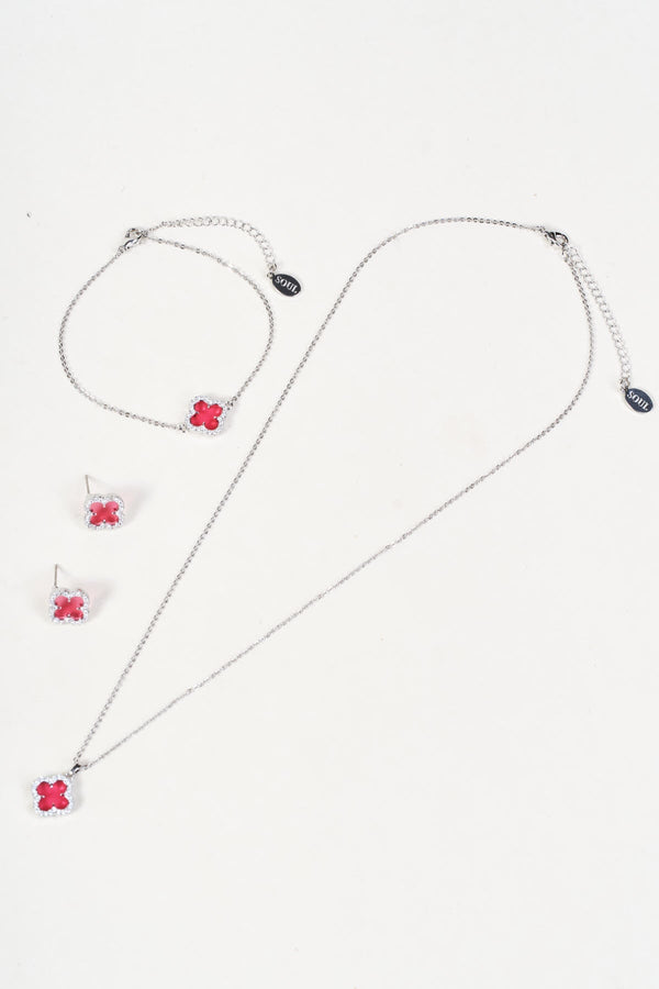Carraig Donn Silver & Pink Clover Stud Earrings