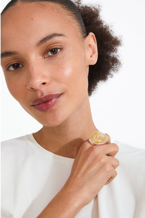 Carraig Donn Silver Plated Yellow Still Ring