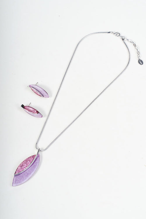 Carraig Donn Silver & Purple Two Tone Leaf Pendant Necklace