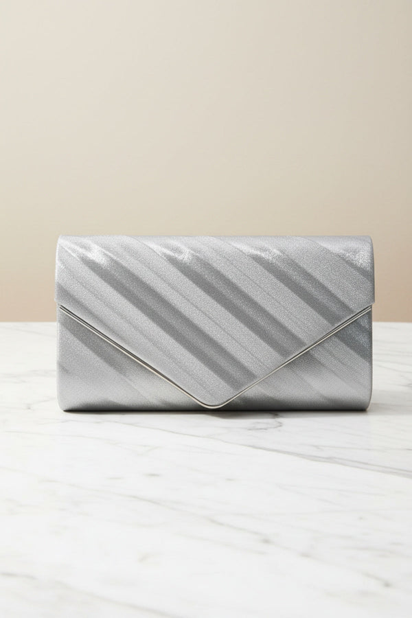 Carraig Donn Silver Shimmer Envelope Clutch Bag