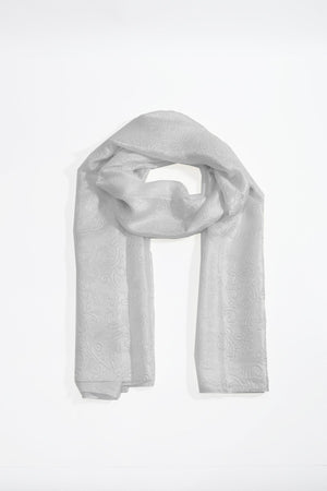 Carraig Donn Silver Silk Touch Floral Embossed Scarf