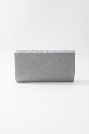 Carraig Donn Silver Textured Glitter Envelope Clutch Bag