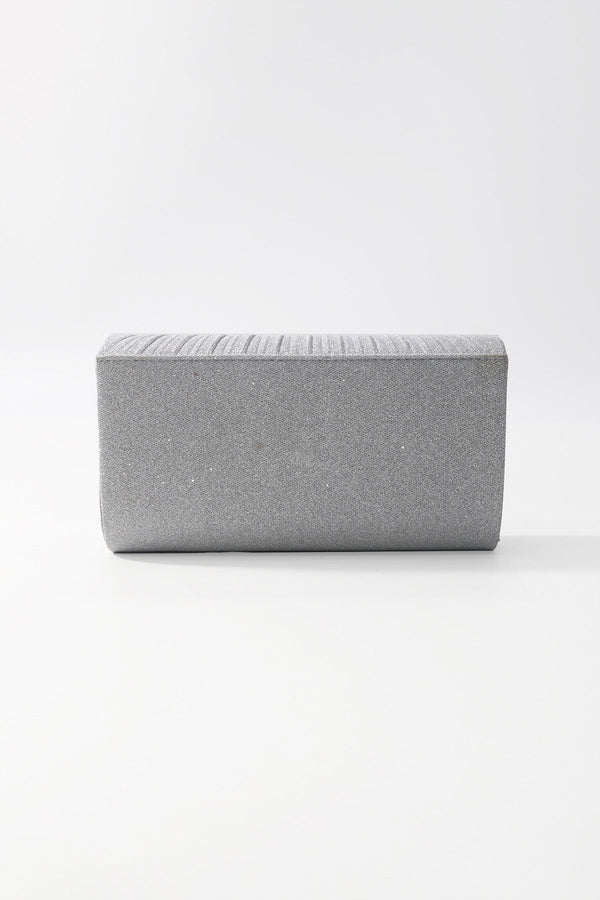 Carraig Donn Silver Textured Glitter Envelope Clutch Bag