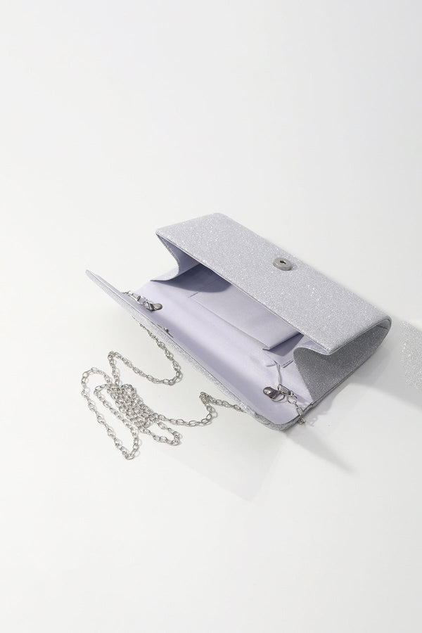 Carraig Donn Silver Textured Glitter Envelope Clutch Bag