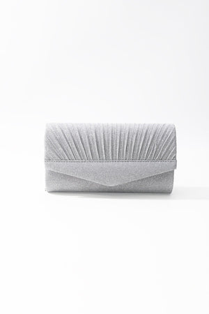 Carraig Donn Silver Textured Glitter Envelope Clutch Bag