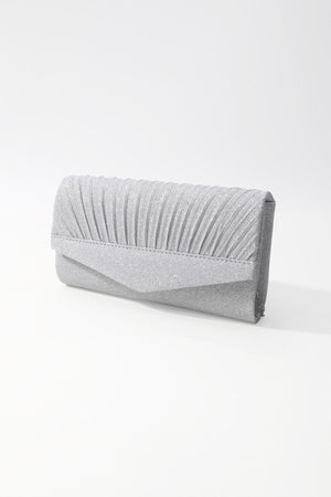 Carraig Donn Silver Textured Glitter Envelope Clutch Bag