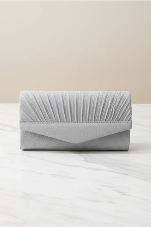 Carraig Donn Silver Textured Glitter Envelope Clutch Bag