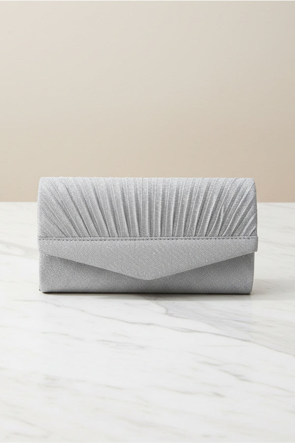 Carraig Donn Silver Textured Glitter Envelope Clutch Bag