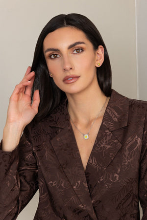 Carraig Donn Silver Yellow Gemstone Radiant Cut Pendant Necklace & Earring Set
