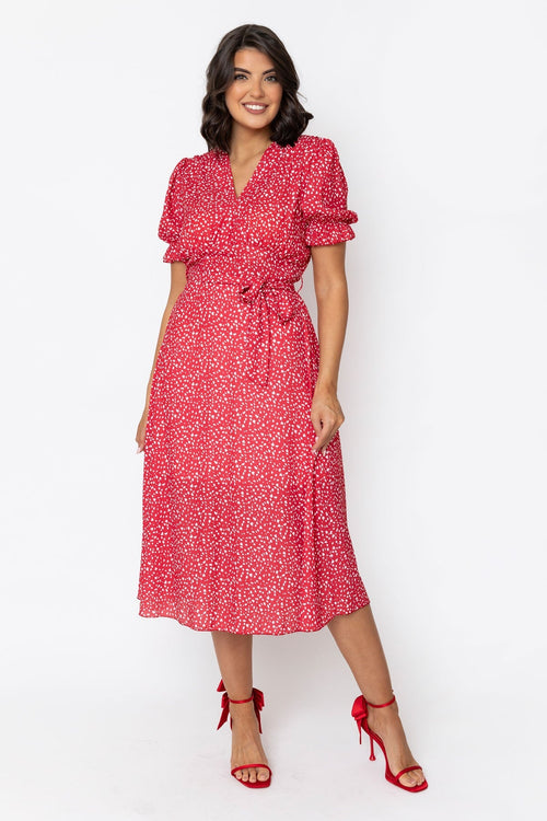 Sinead Midi Dress in Red