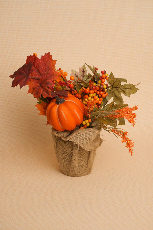 Orange Halloween Pumpkin H38cm Decorative Bouquet
