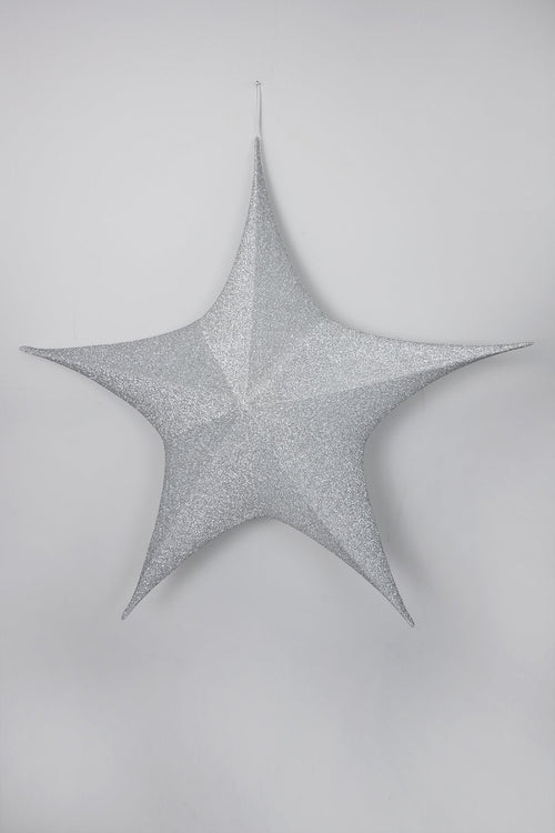 Small Silver Glitter Fabric Star Christmas Decoration