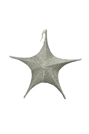 Carraig Donn Small Silver Glitter Fabric Star Christmas Decoration