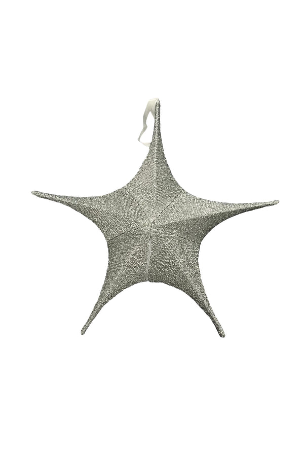 Carraig Donn Small Silver Glitter Fabric Star Christmas Decoration