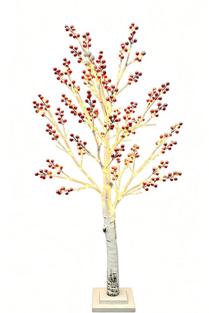 Carraig Donn Snow Red Berry 120cm LED Lights Tree