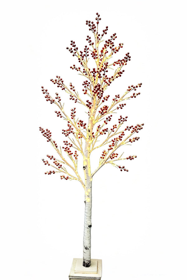 Carraig Donn Snow Red Berry 200cm LED Lights Tree