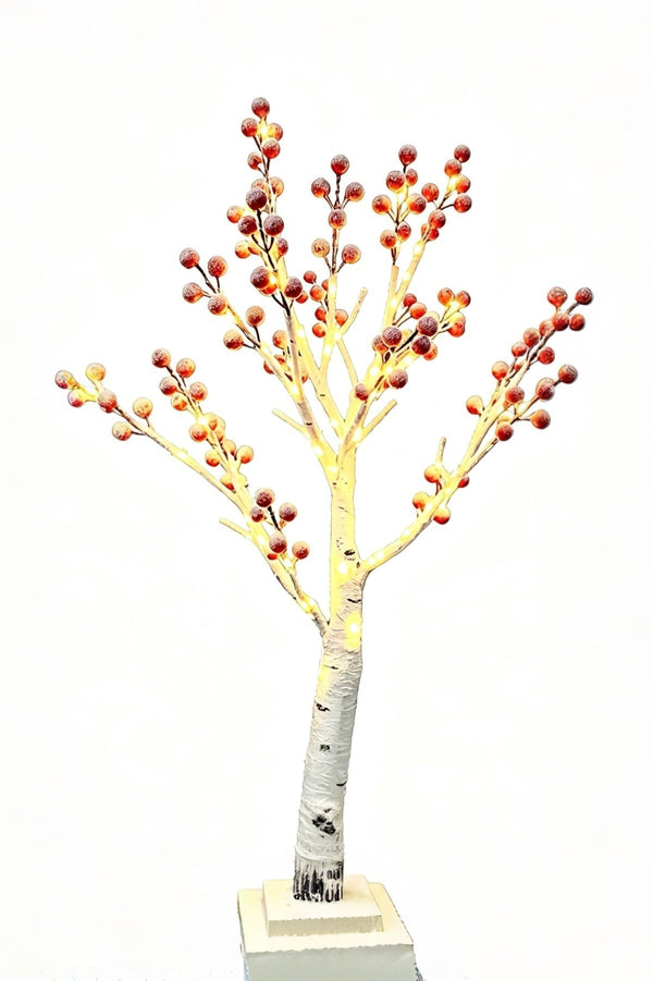 Carraig Donn Snow Red Berry 70cm LED Lights Tree