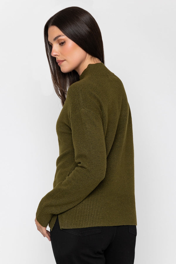 Carraig Donn Soft Touch Knit With Side Button Detail Olive