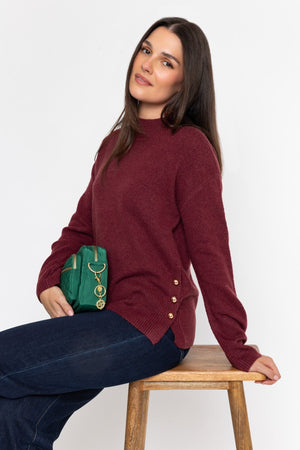 Carraig Donn Soft Touch Knit With Side Button Detail Pink