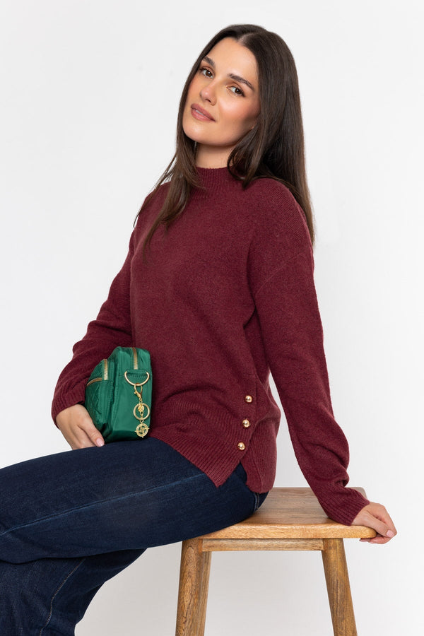 Carraig Donn Soft Touch Knit With Side Button Detail Pink