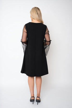 Carraig Donn Sophia Black Tulle Sleeve Knee Length Dress