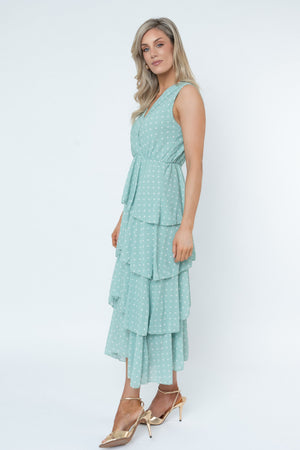 Carraig Donn Sophie Polka Dot Midi Dress in Green
