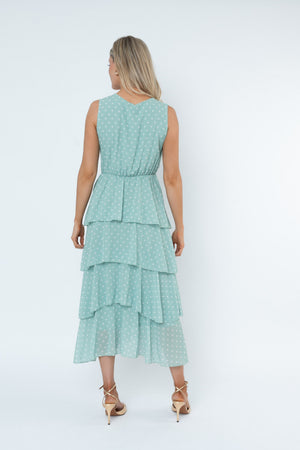 Carraig Donn Sophie Polka Dot Midi Dress in Green