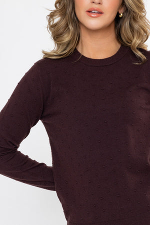 Carraig Donn Ss26 Texture Polka Dot Crew Brown