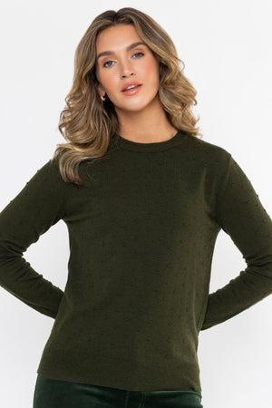 Carraig Donn Ss26 Texture Polka Dot Crew Green