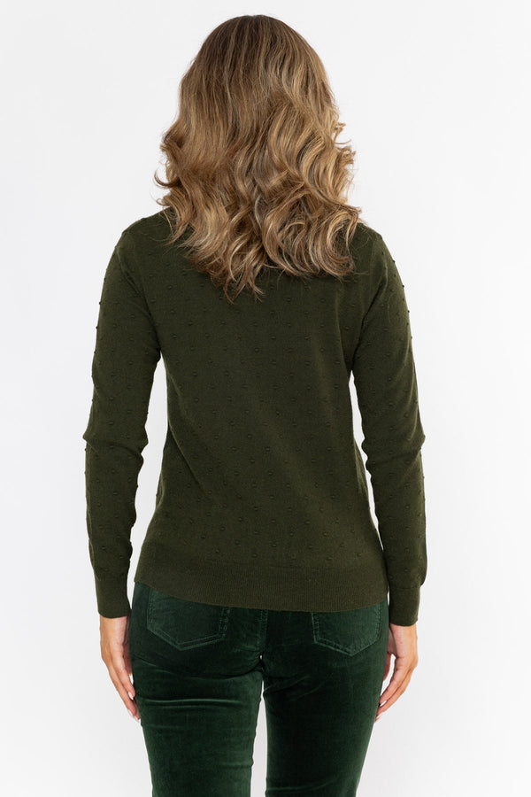 Carraig Donn Ss26 Texture Polka Dot Crew Green