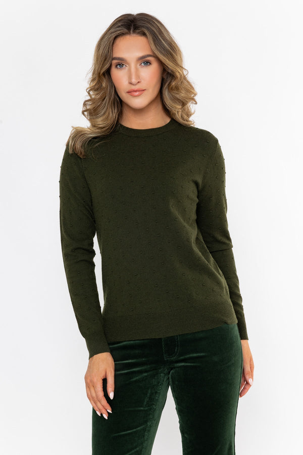 Carraig Donn Ss26 Texture Polka Dot Crew Green