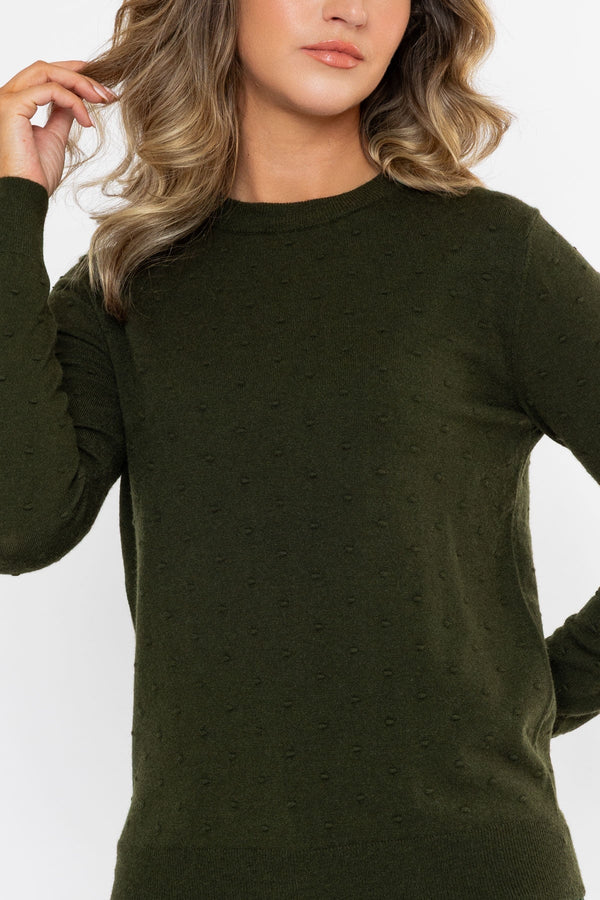 Carraig Donn Ss26 Texture Polka Dot Crew Green