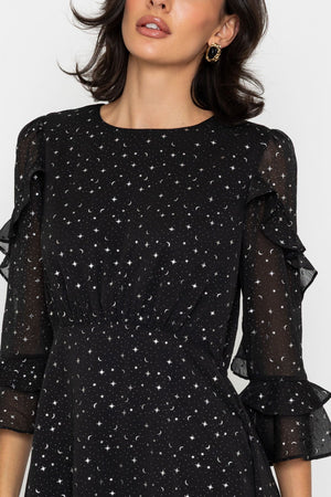 Carraig Donn Star Print Sheer Sleeve Dress