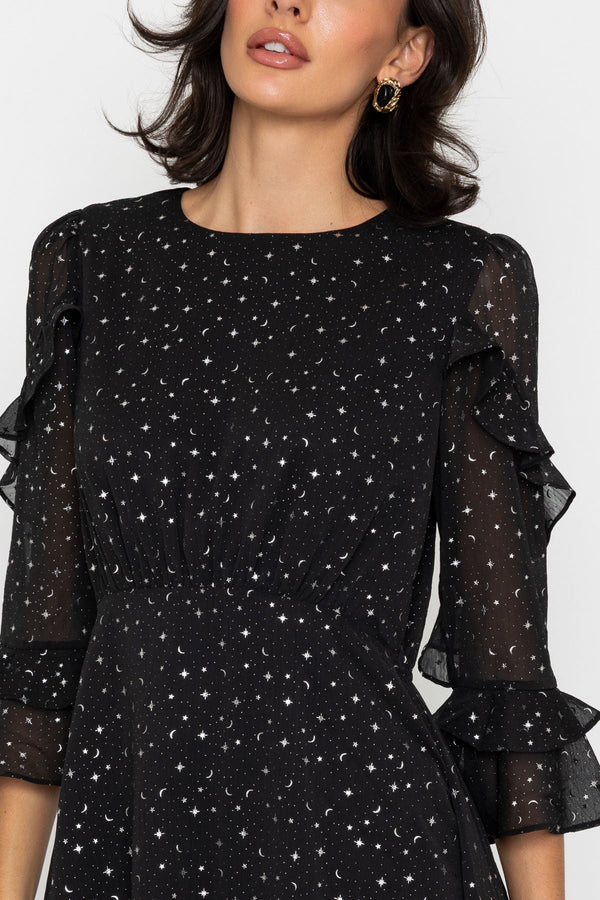 Carraig Donn Star Print Sheer Sleeve Dress
