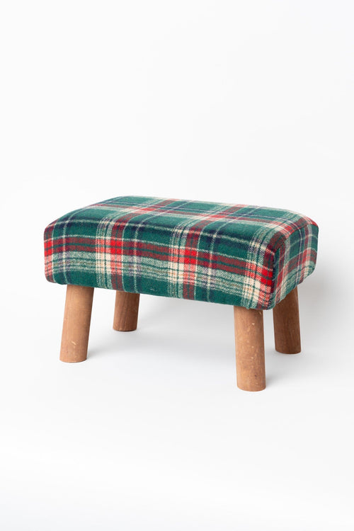 Small Red & Green Tartan H22cm Stool