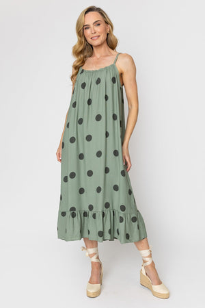 Carraig Donn Strappy Print Dress in Khaki