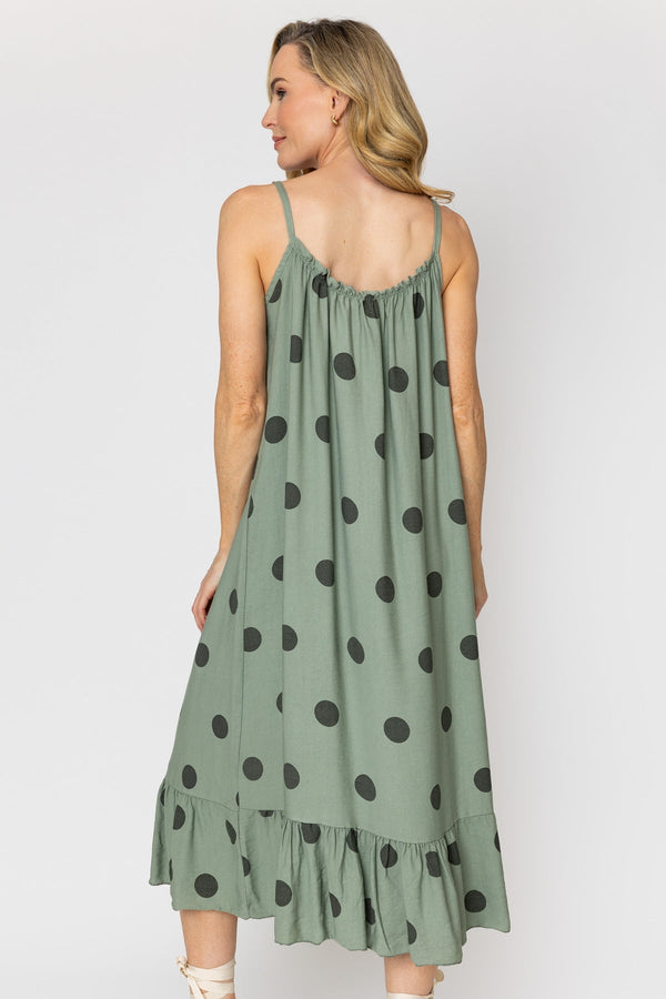 Carraig Donn Strappy Print Dress in Khaki
