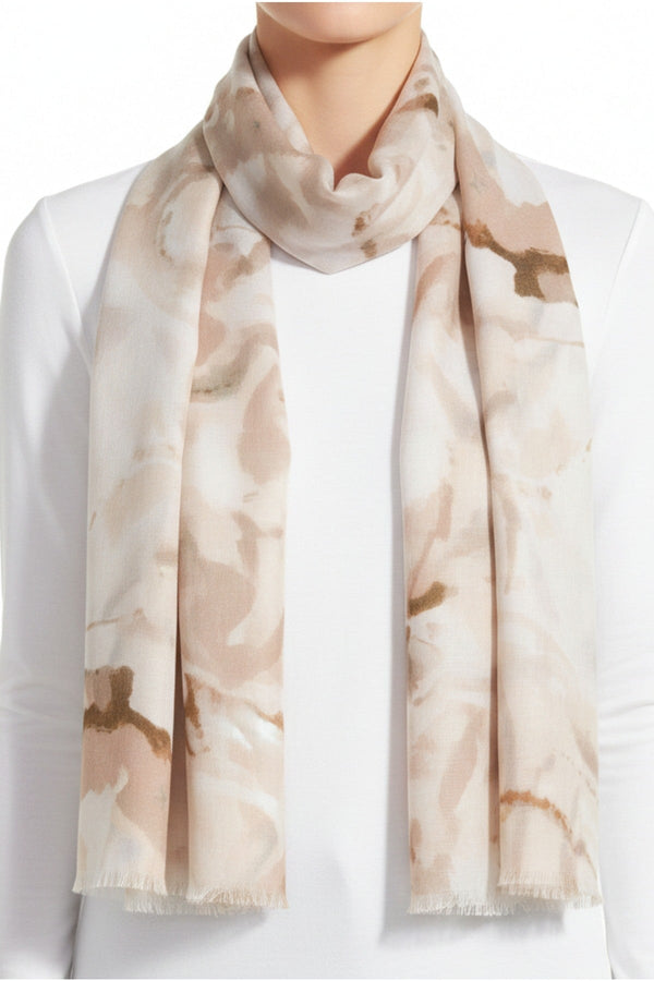 Carraig Donn Taupe Butterfly Print Viscose Lightweight Scarf