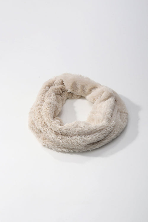 Beige Faux Fur Snood Scarf