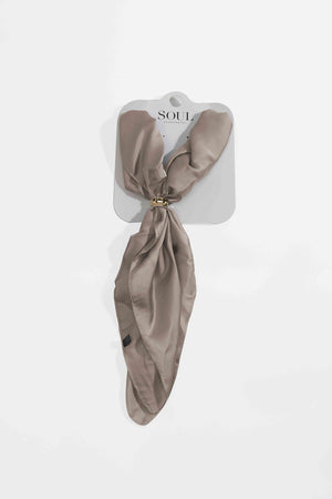 Carraig Donn Taupe Satin Gold Ring Detail Neckerchief Scarf