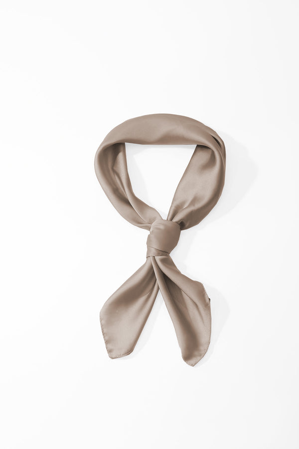 Carraig Donn Taupe Satin Gold Ring Detail Neckerchief Scarf