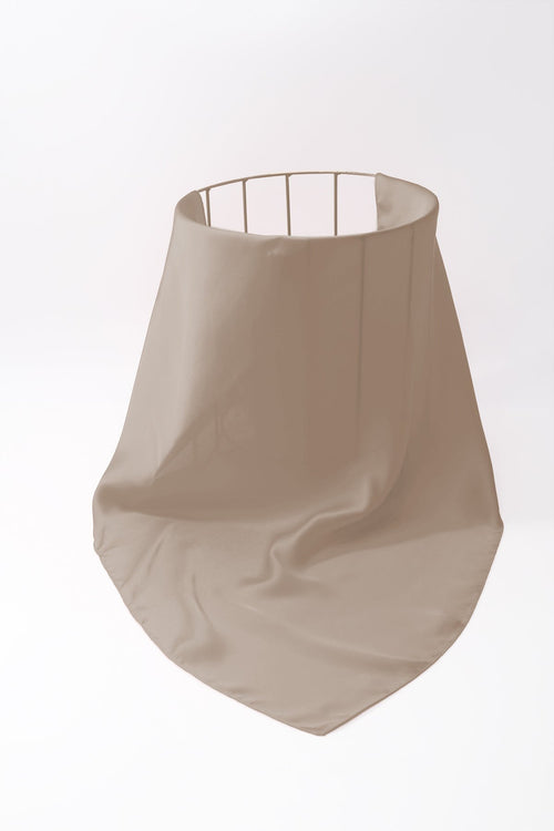 Carraig Donn Taupe Satin Gold Ring Detail Neckerchief Scarf