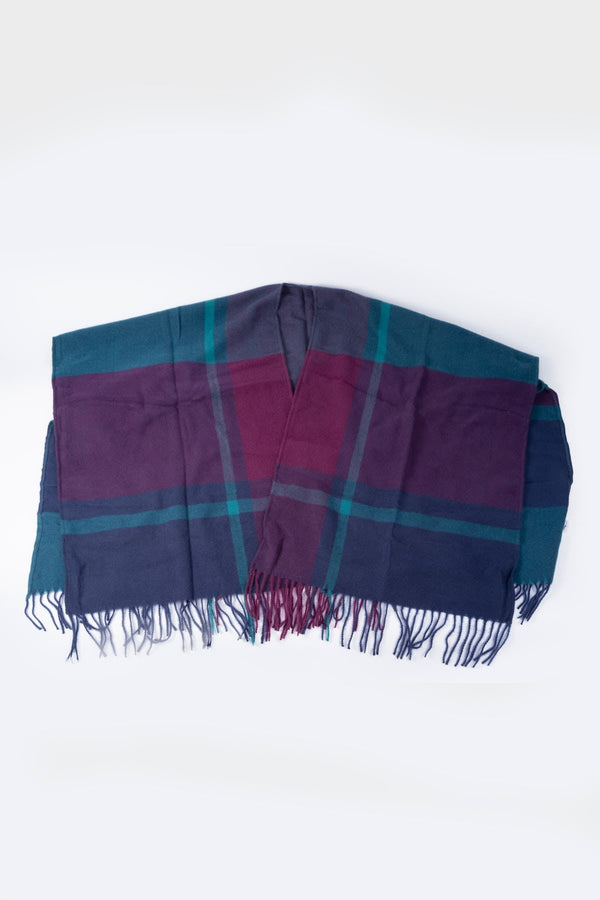 Carraig Donn Tea & Purple Soft Touch Check Wrap Poncho