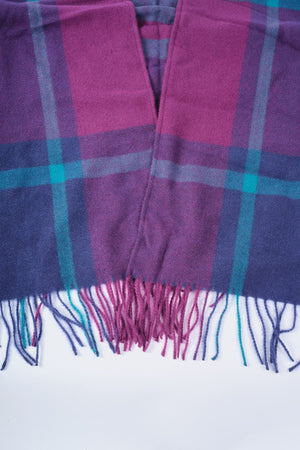 Carraig Donn Tea & Purple Soft Touch Check Wrap Poncho